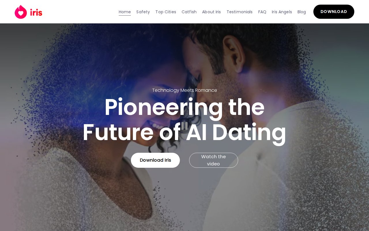 iris Dating homepage showing its AI attraction-matching pitch
