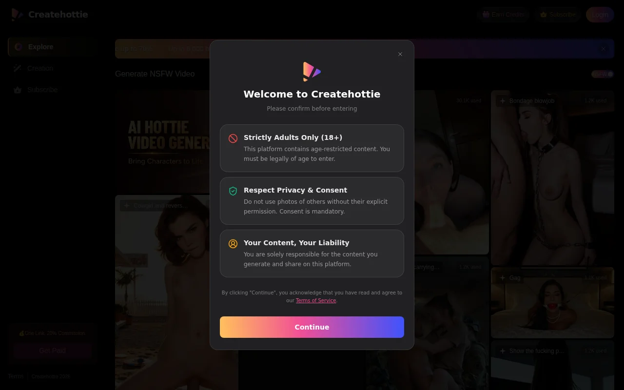 Createhottie Screenshot